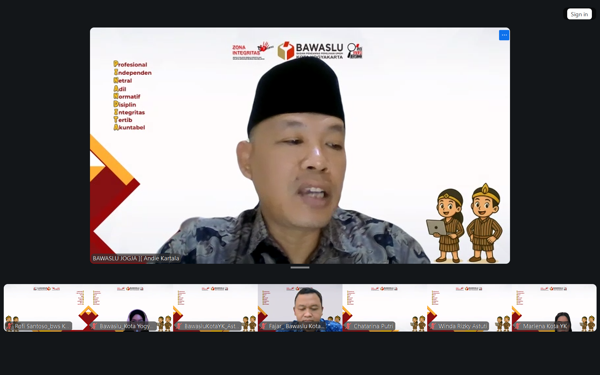 Bawaslu Kota Yogyakarta menggelar Rapat Koordinasi Tindak Lanjut Hasil Monitoring dan Evaluasi (Monev) Keterbukaan Informasi Publik Tahun 2025 secara daring melalui Zoom Meeting