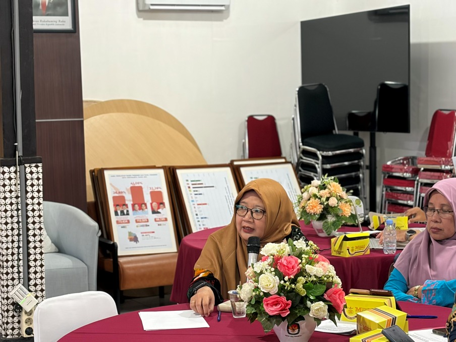 Anggota Bawaslu Kota Yogyakarta, Siti Nurhayati, mengikuti kegiatan penyusunan materi ToT Sosialisasi Pendidikan Pemilih dan Pemilihan bagi MPK di Kantor KPU Kota Yogyakarta (4/6/2026)