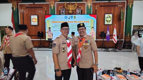 Ketua Bawaslu Kota Yogyakarta Andie Kartala bersama Wali Kota sekaligus Ketua Mabicab Kota Yogyakarta Hasto Wardoyo