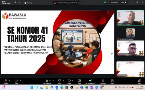 Anggota Bawaslu Kota Yogyakarta Jantan Putra Bangsa menyoroti relevansi SE Nomor 41 Tahun 2025 sebagai pedoman pengawasan dalam pelaksanaan pemutakhiran data partai politik secara berkelanjutan