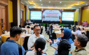 Ketua Bawaslu Kota Yogyakarta saat diwawancarai awak media pada kegiatan Sosialisasi Pengawasan Pemilu Partisipatif