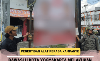 Bawaslu Kota Yogyakarta melakukan penertiban APK bersama Satpol PP, BKO 14 Kemantren, dan KPU Kota Yogyakarta