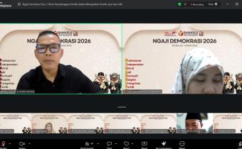 Ngaji Demokrasi sesi 2 mengundang Ketua Bawaslu Kota Yogyakarta Andie Kartala dan Komisioner KPU Kota Yogyakarta Agus Muhamad Yasin sebagai narasumber
